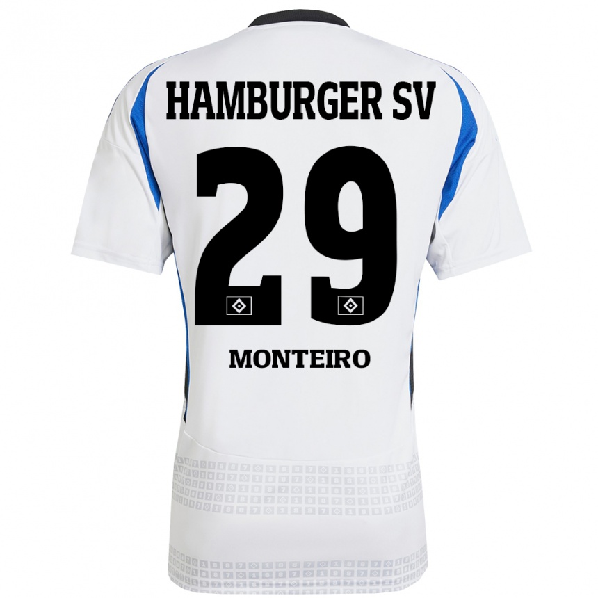 Niño Fútbol Camiseta Alfa Monteiro #29 Blanco Azul 1ª Equipación 2024/25 Argentina