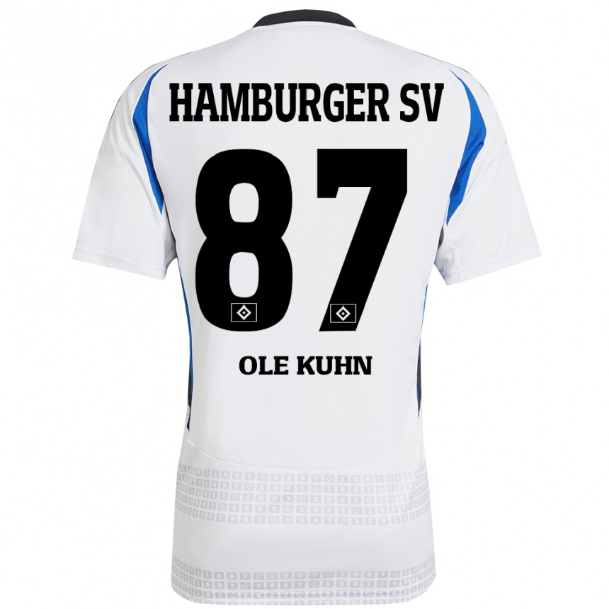 Niño Fútbol Camiseta Niklas Ole Kühn #87 Blanco Azul 1ª Equipación 2024/25 Argentina