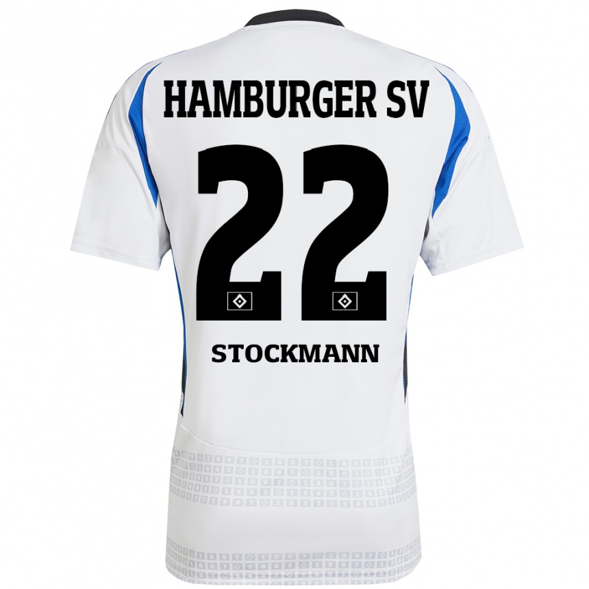 Niño Fútbol Camiseta Sarah Stöckmann #22 Blanco Azul 1ª Equipación 2024/25 Argentina