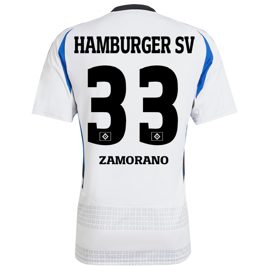 Niño Fútbol Camiseta Jolina Zamorano #33 Blanco Azul 1ª Equipación 2024/25 Argentina