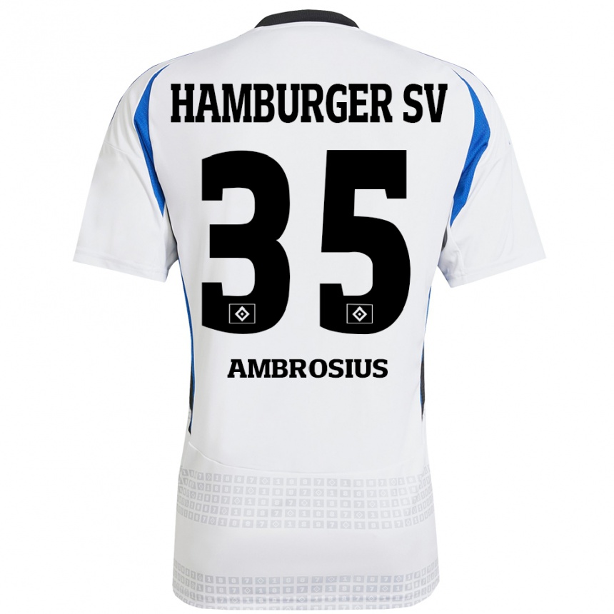 Niño Fútbol Camiseta Stephan Ambrosius #35 Blanco Azul 1ª Equipación 2024/25 Argentina