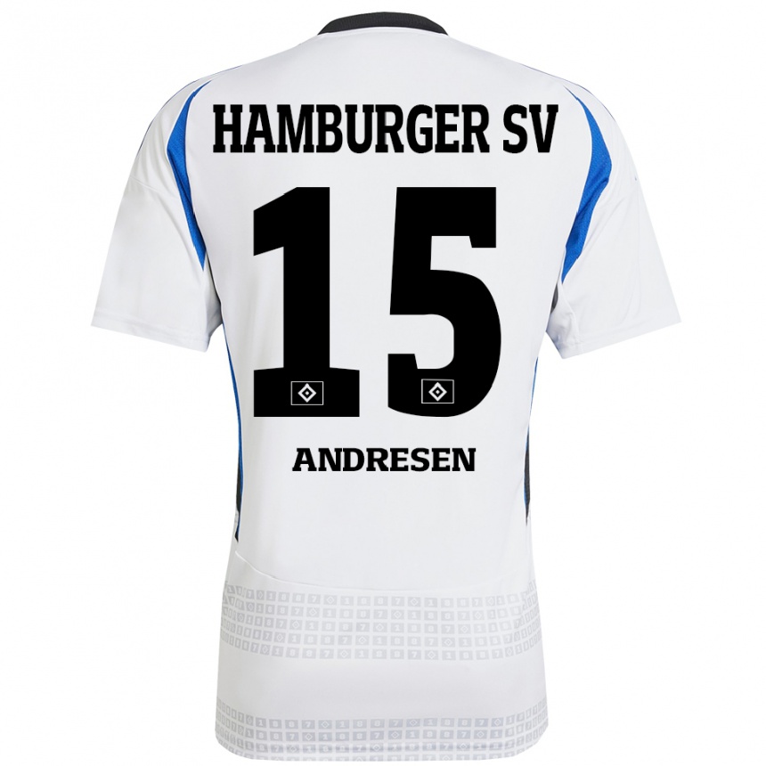 Niño Fútbol Camiseta Bent Andresen #15 Blanco Azul 1ª Equipación 2024/25 Argentina