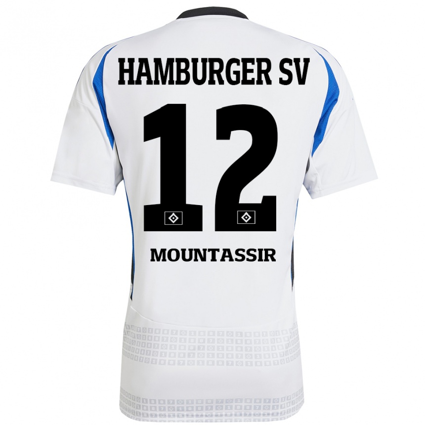 Niño Fútbol Camiseta Youssef Mountassir #12 Blanco Azul 1ª Equipación 2024/25 Argentina