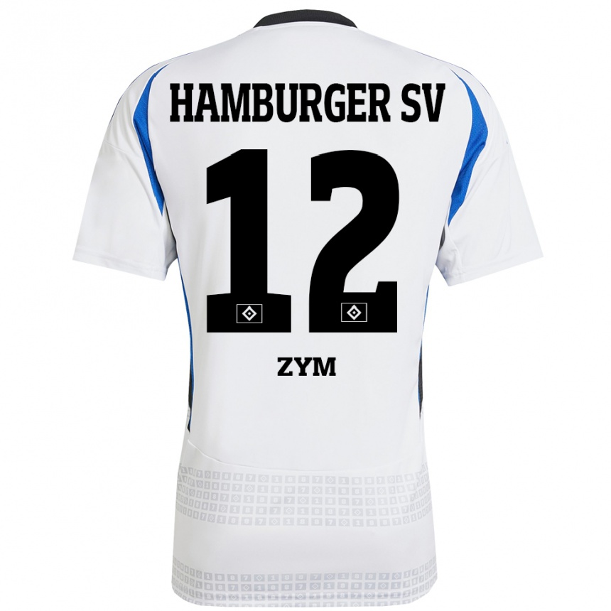 Niño Fútbol Camiseta Marcel Zym #12 Blanco Azul 1ª Equipación 2024/25 Argentina