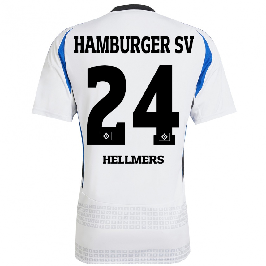 Niño Fútbol Camiseta Maximilian Hellmers #24 Blanco Azul 1ª Equipación 2024/25 Argentina