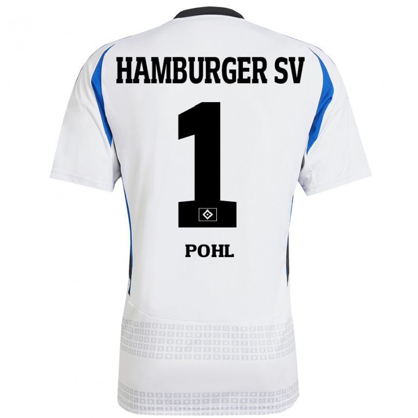 Niño Fútbol Camiseta Christina Pohl #1 Blanco Azul 1ª Equipación 2024/25 Argentina