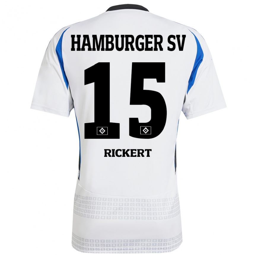 Niño Fútbol Camiseta Manja Rickert #15 Blanco Azul 1ª Equipación 2024/25 Argentina