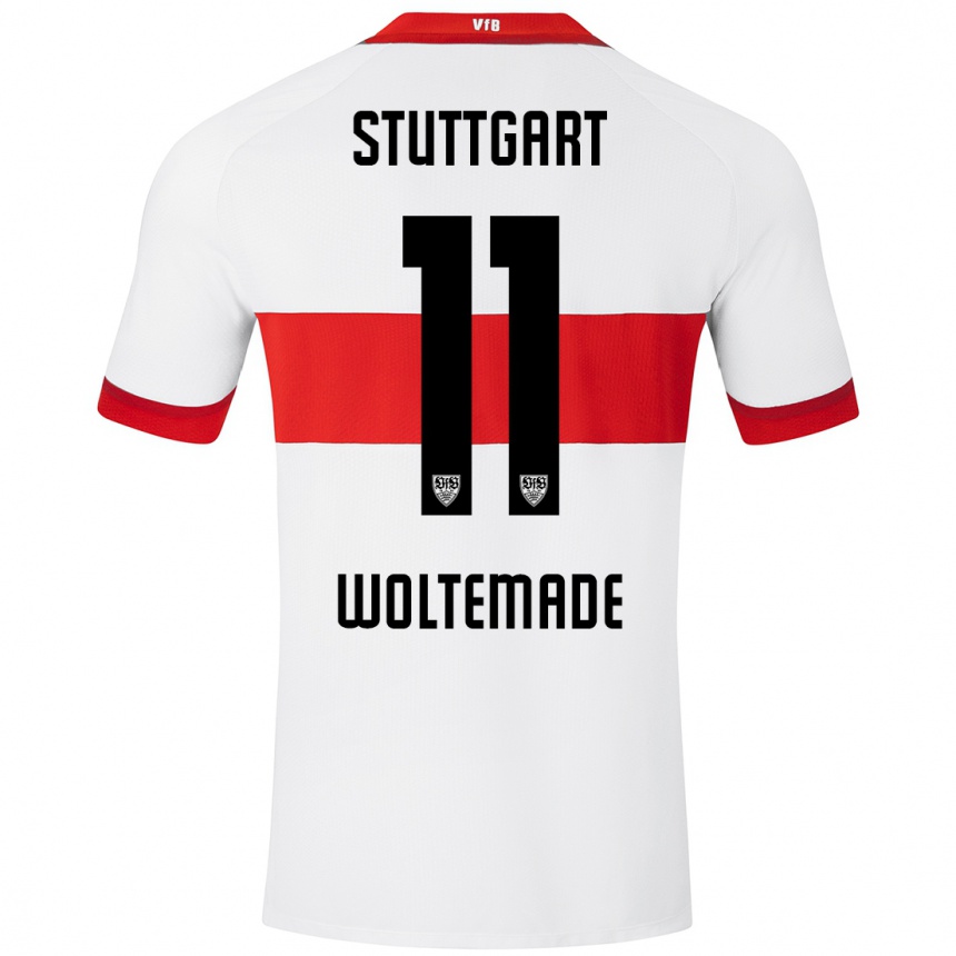 Niño Fútbol Camiseta Nick Woltemade #11 Blanco Rojo 1ª Equipación 2024/25 Argentina