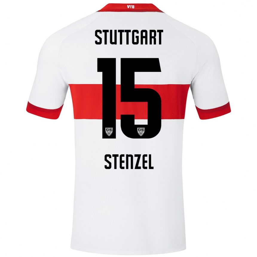 Niño Fútbol Camiseta Pascal Stenzel #15 Blanco Rojo 1ª Equipación 2024/25 Argentina