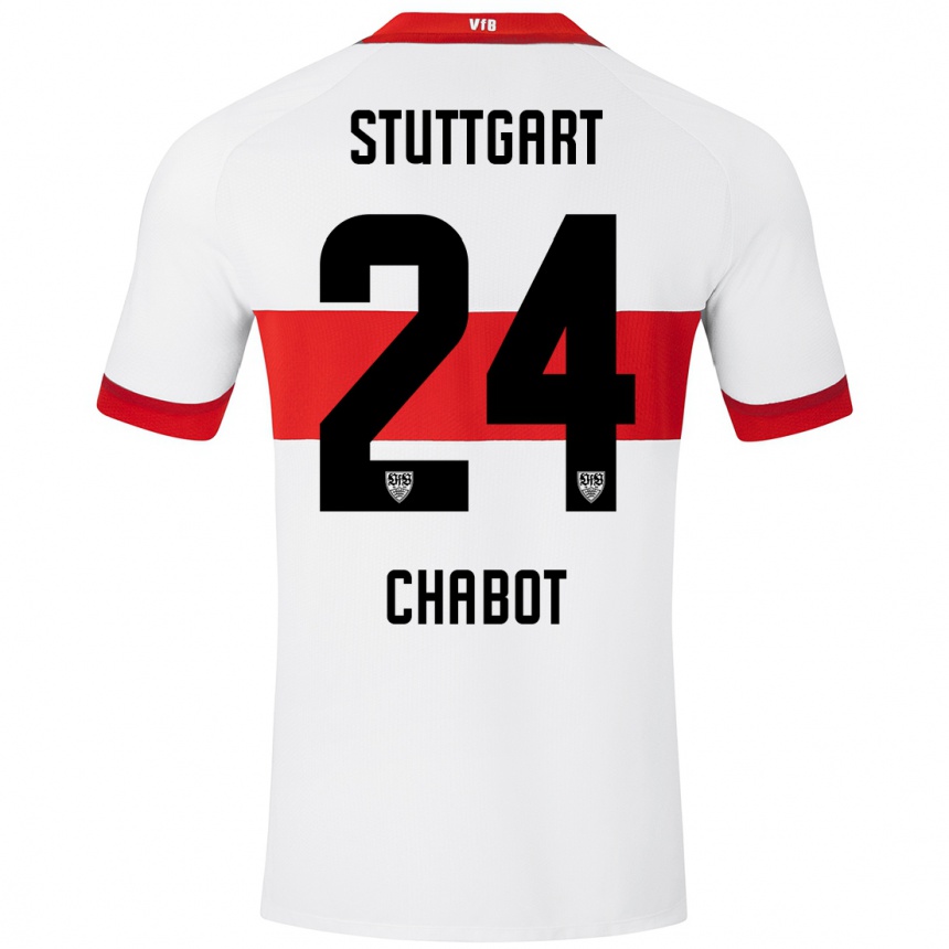 Niño Fútbol Camiseta Jeff Chabot #24 Blanco Rojo 1ª Equipación 2024/25 Argentina