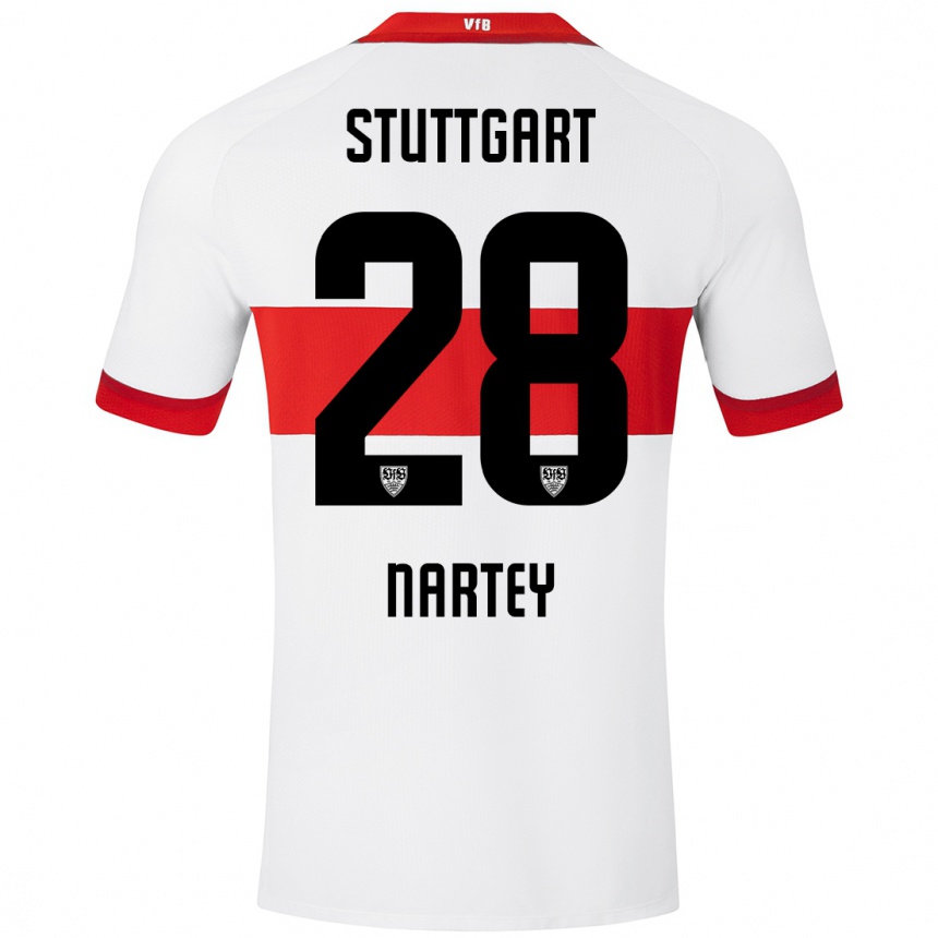 Niño Fútbol Camiseta Nikolas Nartey #28 Blanco Rojo 1ª Equipación 2024/25 Argentina