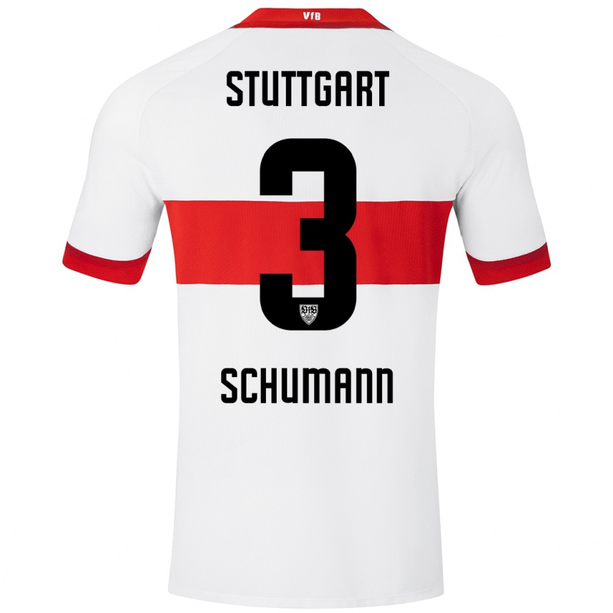 Niño Fútbol Camiseta Frederik Schumann #3 Blanco Rojo 1ª Equipación 2024/25 Argentina