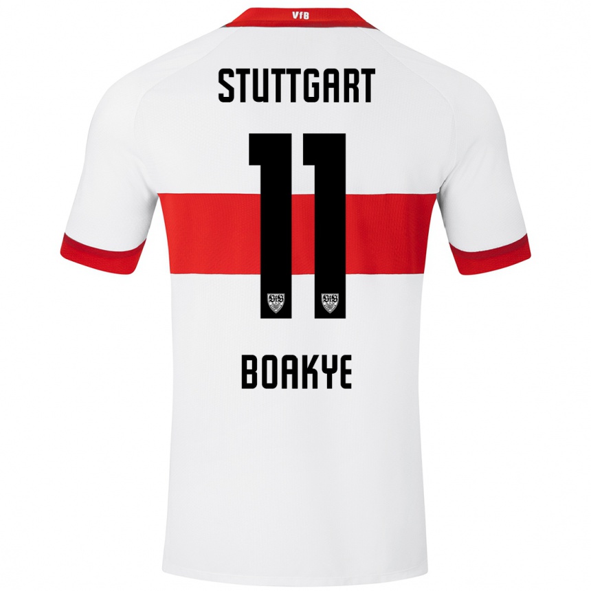 Niño Fútbol Camiseta Benjamin Boakye #11 Blanco Rojo 1ª Equipación 2024/25 Argentina