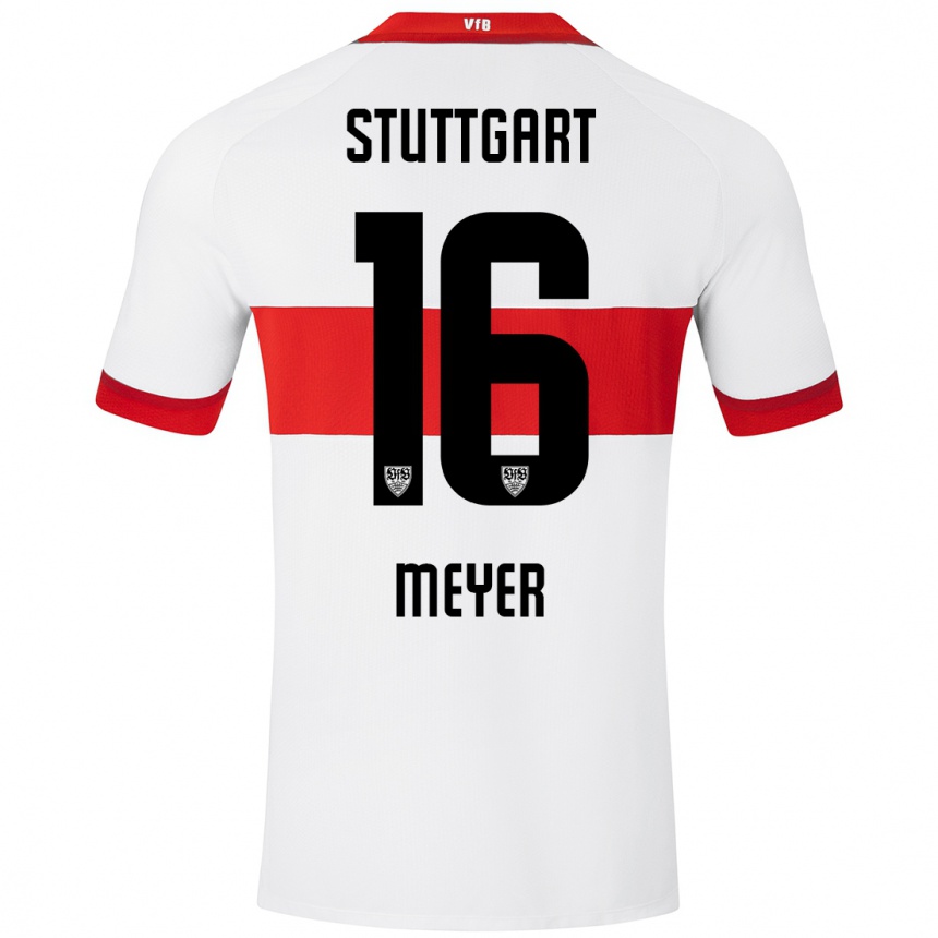 Niño Fútbol Camiseta Jordan Meyer #16 Blanco Rojo 1ª Equipación 2024/25 Argentina