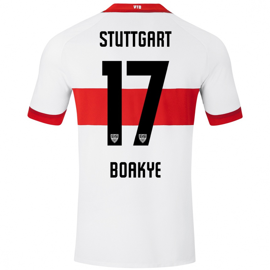 Niño Fútbol Camiseta Maurice Boakye #17 Blanco Rojo 1ª Equipación 2024/25 Argentina