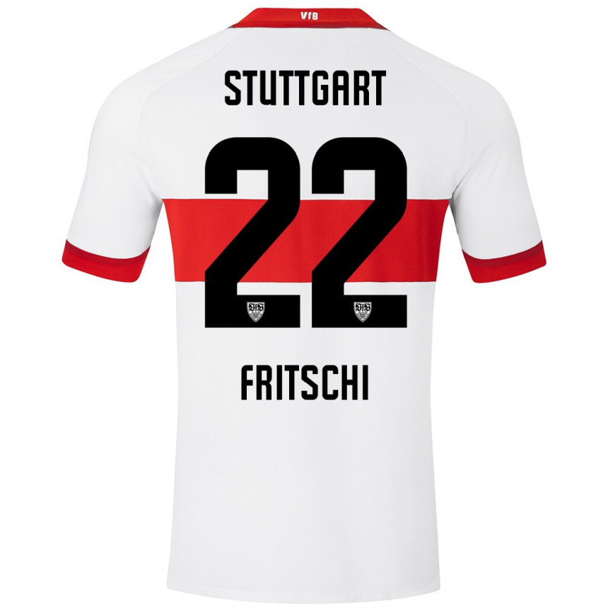 Niño Fútbol Camiseta Paulo Fritschi #22 Blanco Rojo 1ª Equipación 2024/25 Argentina