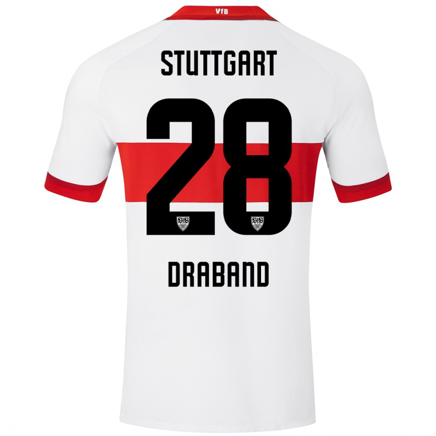 Niño Fútbol Camiseta Dominik Draband #28 Blanco Rojo 1ª Equipación 2024/25 Argentina