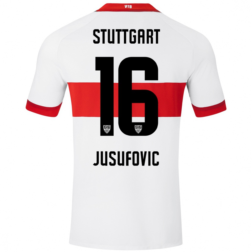 Niño Fútbol Camiseta Farah Jusufović #16 Blanco Rojo 1ª Equipación 2024/25 Argentina