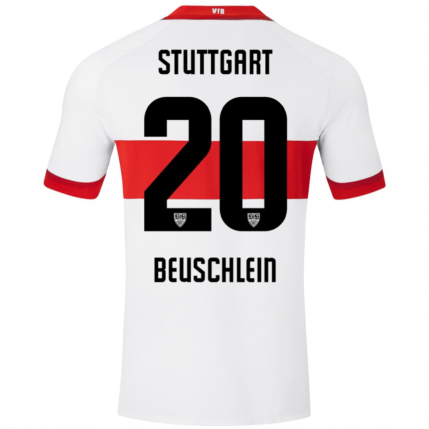 Niño Fútbol Camiseta Jana Beuschlein #20 Blanco Rojo 1ª Equipación 2024/25 Argentina