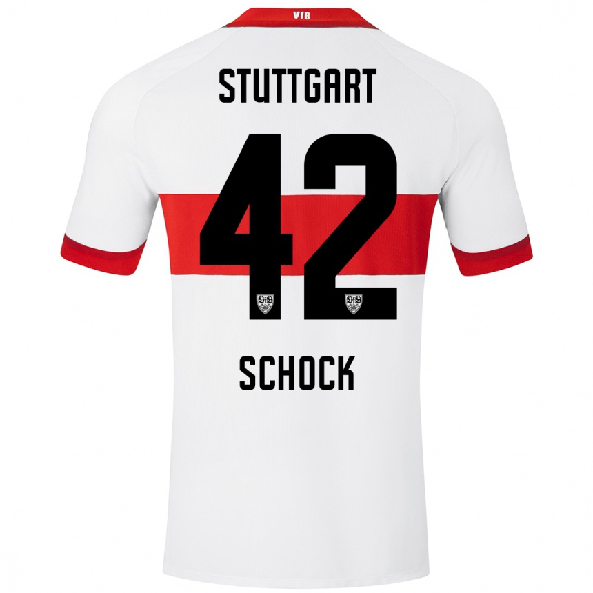 Niño Fútbol Camiseta Florian Schock #42 Blanco Rojo 1ª Equipación 2024/25 Argentina