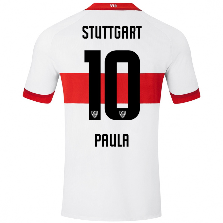 Niño Fútbol Camiseta Raul Paula #10 Blanco Rojo 1ª Equipación 2024/25 Argentina