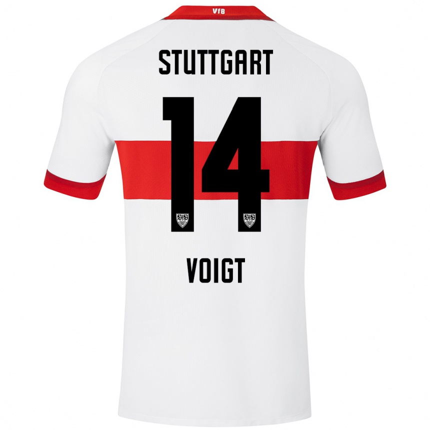 Niño Fútbol Camiseta Max Voigt #14 Blanco Rojo 1ª Equipación 2024/25 Argentina