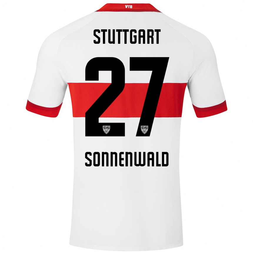 Niño Fútbol Camiseta Lukas Sonnenwald #27 Blanco Rojo 1ª Equipación 2024/25 Argentina