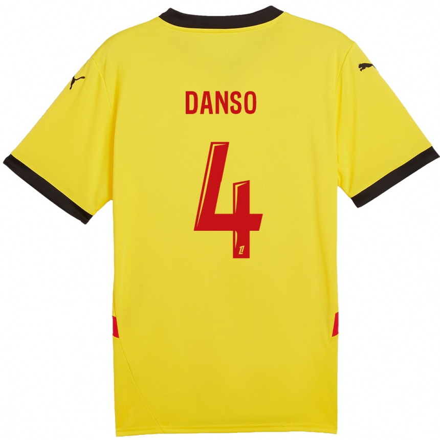 Niño Fútbol Camiseta Kevin Danso #4 Amarillo Rojo 1ª Equipación 2024/25 Argentina