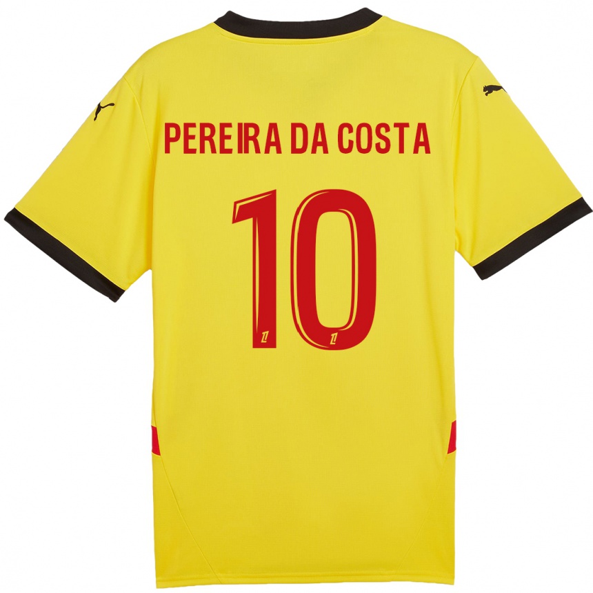 Niño Fútbol Camiseta David Pereira Da Costa #10 Amarillo Rojo 1ª Equipación 2024/25 Argentina