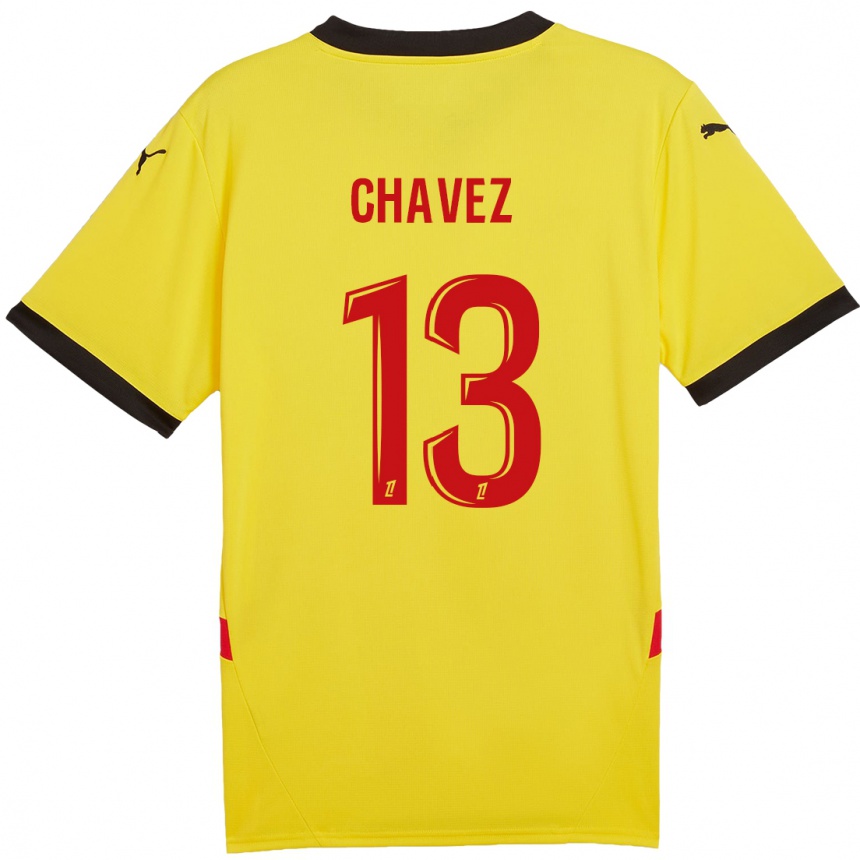 Niño Fútbol Camiseta Jhoanner Chávez #13 Amarillo Rojo 1ª Equipación 2024/25 Argentina