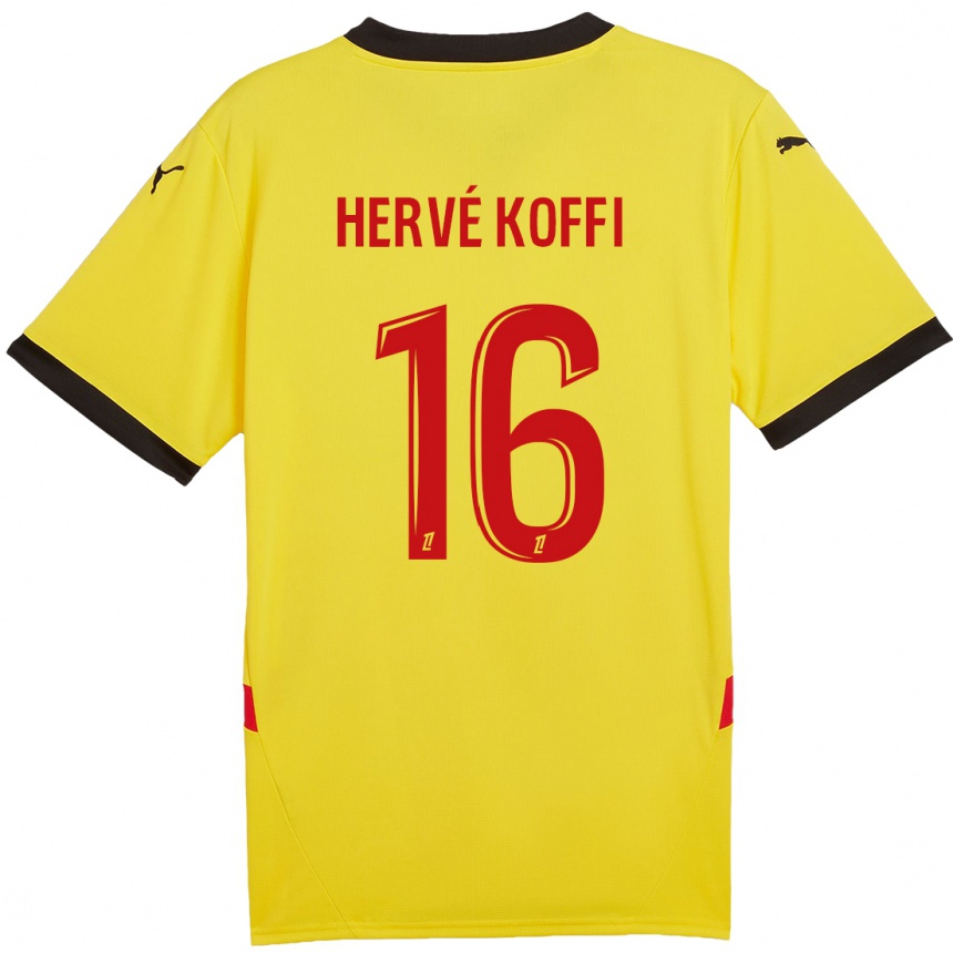 Niño Fútbol Camiseta Hervé Koffi #16 Amarillo Rojo 1ª Equipación 2024/25 Argentina