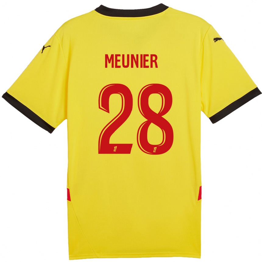 Niño Fútbol Camiseta Jennifer Meunier #28 Amarillo Rojo 1ª Equipación 2024/25 Argentina