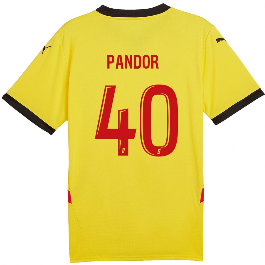 Niño Fútbol Camiseta Yannick Pandor #40 Amarillo Rojo 1ª Equipación 2024/25 Argentina