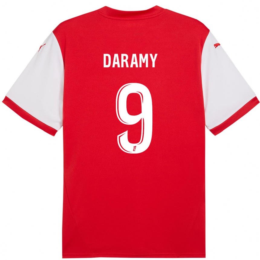 Niño Fútbol Camiseta Mohamed Daramy #9 Rojo Blanco 1ª Equipación 2024/25 Argentina