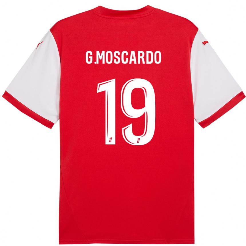 Niño Fútbol Camiseta Gabriel Moscardo #19 Rojo Blanco 1ª Equipación 2024/25 Argentina