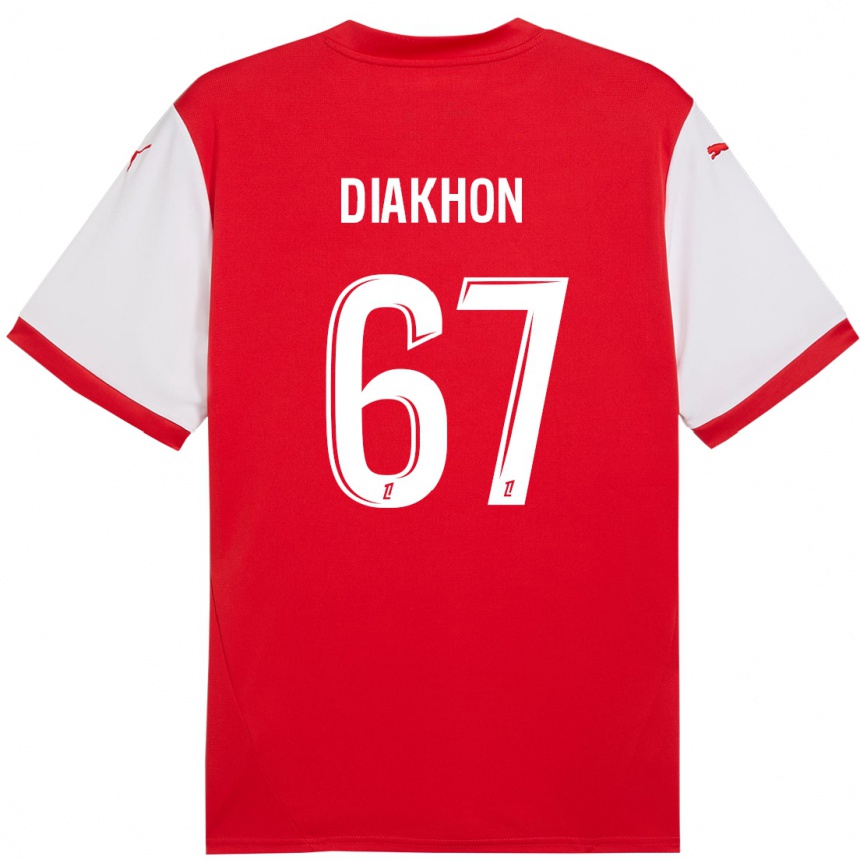 Niño Fútbol Camiseta Mamadou Diakhon #67 Rojo Blanco 1ª Equipación 2024/25 Argentina