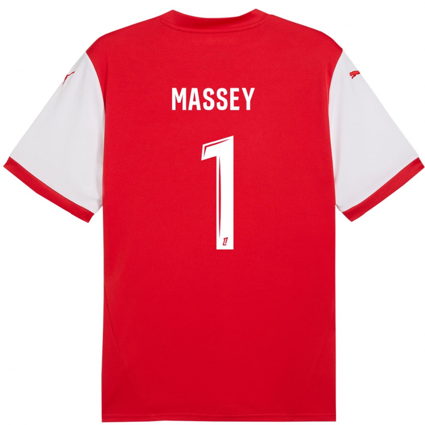 Niño Fútbol Camiseta Kayza Massey #1 Rojo Blanco 1ª Equipación 2024/25 Argentina