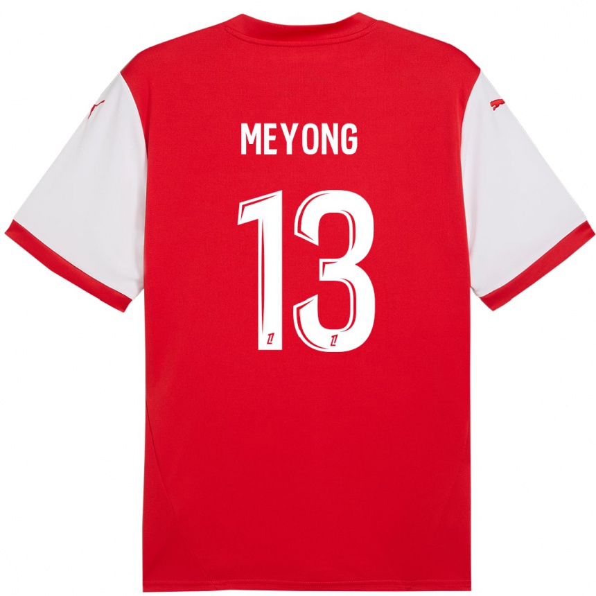 Niño Fútbol Camiseta Charlène Meyong #13 Rojo Blanco 1ª Equipación 2024/25 Argentina