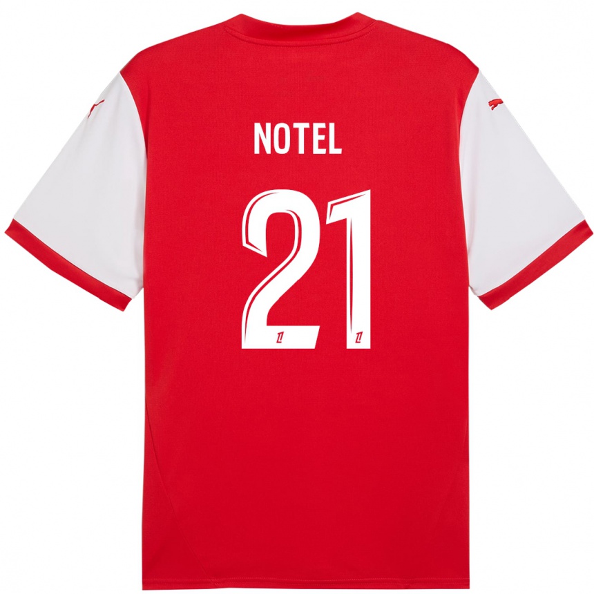 Niño Fútbol Camiseta Lea Notel #21 Rojo Blanco 1ª Equipación 2024/25 Argentina