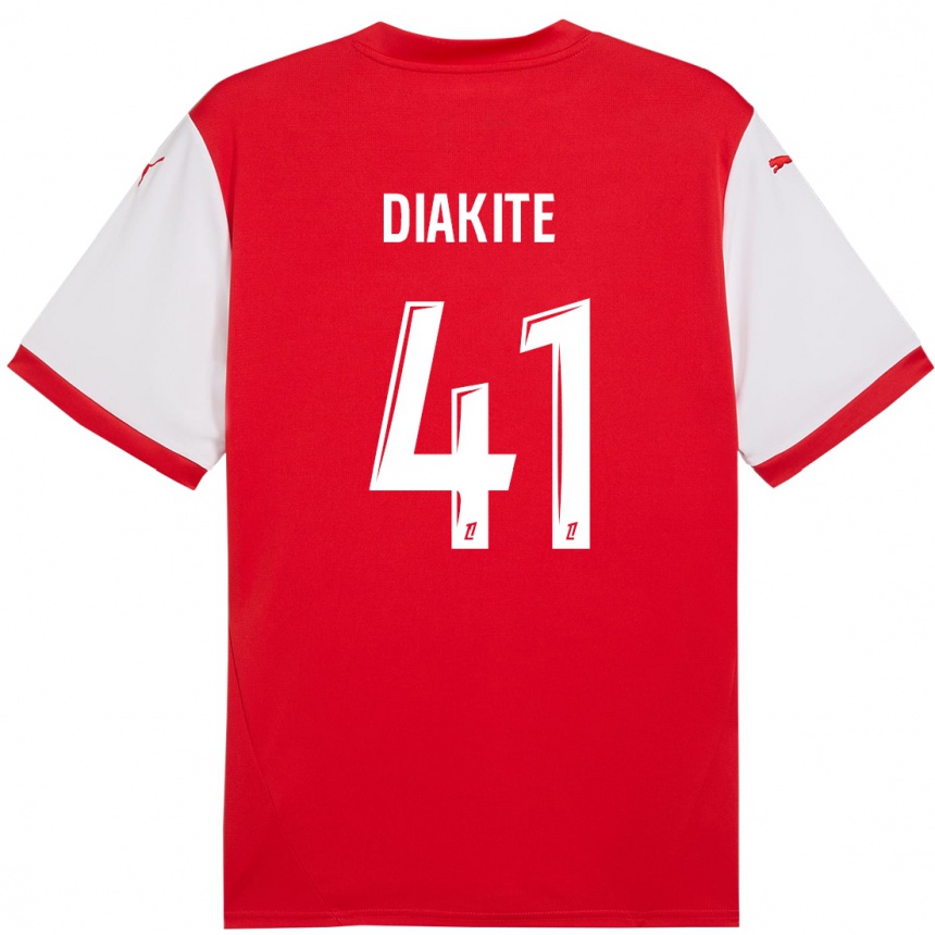 Niño Fútbol Camiseta Ibrahim Diakité #41 Rojo Blanco 1ª Equipación 2024/25 Argentina