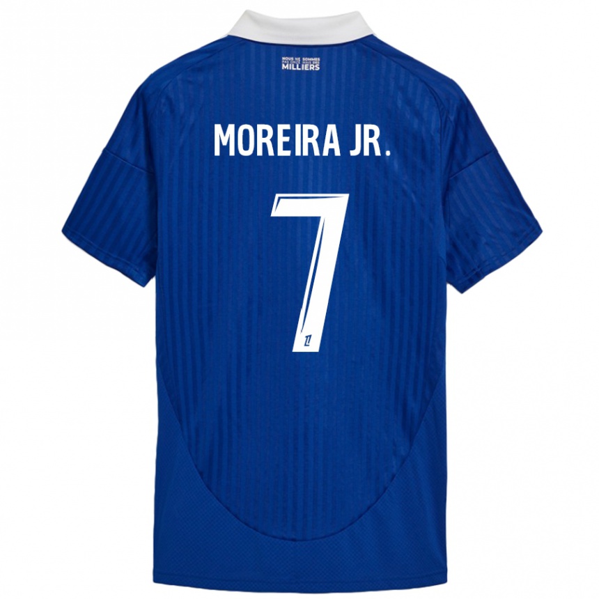 Niño Fútbol Camiseta Diego Moreira #7 Azul Blanco 1ª Equipación 2024/25 Argentina