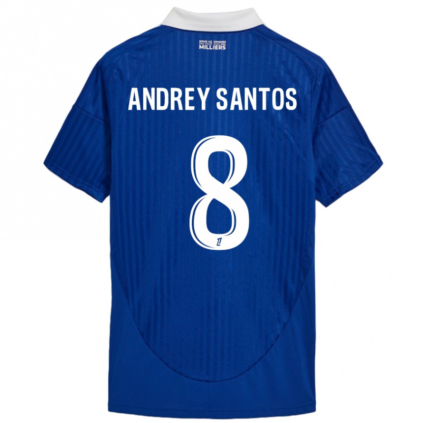 Niño Fútbol Camiseta Andrey Santos #8 Azul Blanco 1ª Equipación 2024/25 Argentina