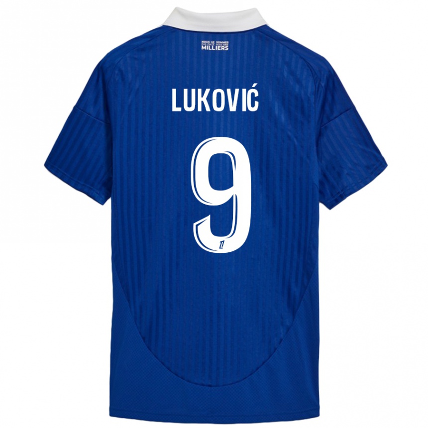 Niño Fútbol Camiseta Milos Lukovic #9 Azul Blanco 1ª Equipación 2024/25 Argentina