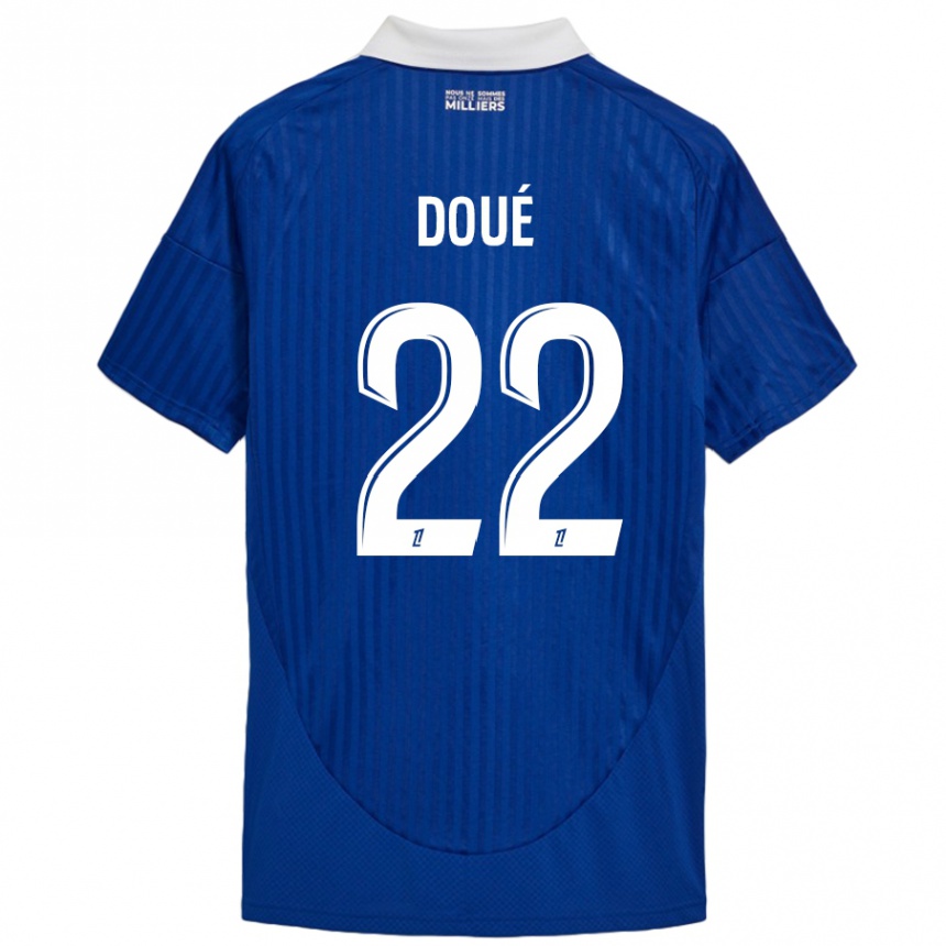 Niño Fútbol Camiseta Guéla Doué #22 Azul Blanco 1ª Equipación 2024/25 Argentina