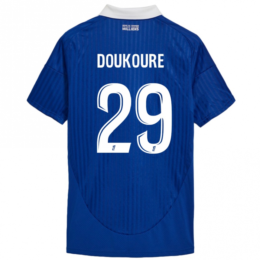 Niño Fútbol Camiseta Ismaël Doukouré #29 Azul Blanco 1ª Equipación 2024/25 Argentina