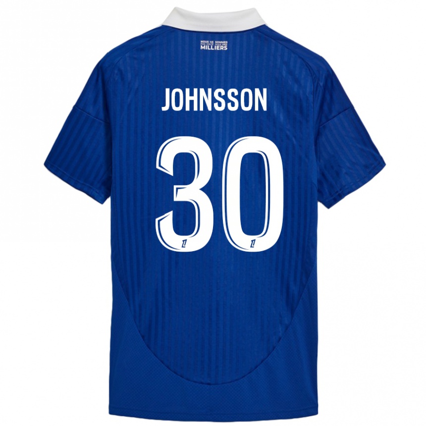 Niño Fútbol Camiseta Karl-Johan Johnsson #30 Azul Blanco 1ª Equipación 2024/25 Argentina