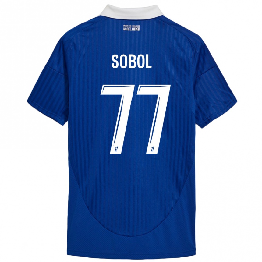 Niño Fútbol Camiseta Eduard Sobol #77 Azul Blanco 1ª Equipación 2024/25 Argentina