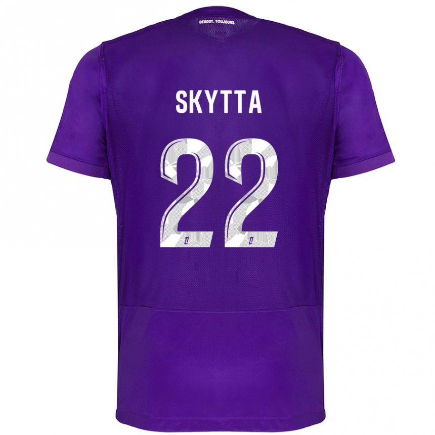 Niño Fútbol Camiseta Naatan Skyttä #22 Morado Blanco 1ª Equipación 2024/25 Argentina