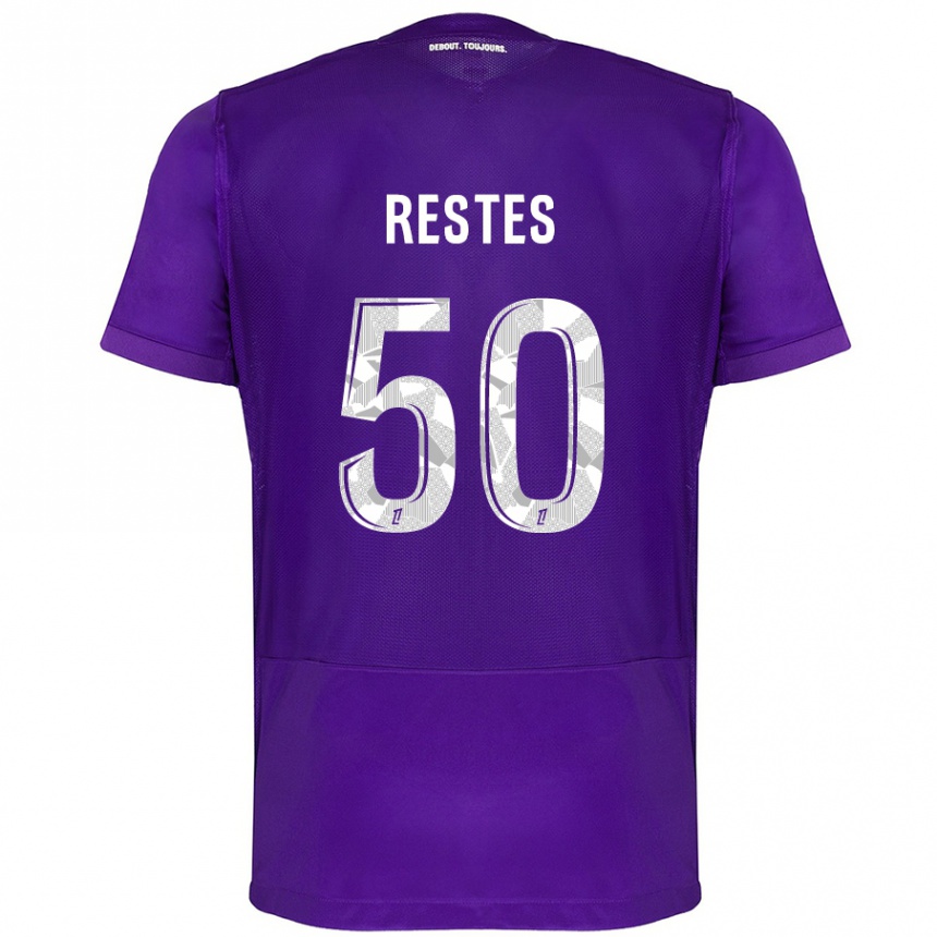 Niño Fútbol Camiseta Guillaume Restes #50 Morado Blanco 1ª Equipación 2024/25 Argentina