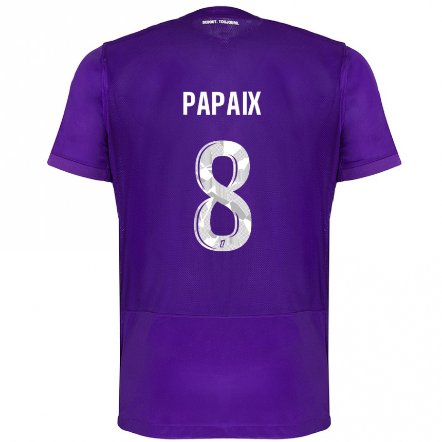 Niño Fútbol Camiseta Pauline Papaix #8 Morado Blanco 1ª Equipación 2024/25 Argentina